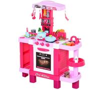 HOMCOM Cuisine pour Enfant Jeu d'imitation 38 Accessoires Inclus Rose