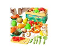 Cuisine pour enfants avec 43 pièces, accessoires de découpe pour fruits et légumes et panier de rangement pliable