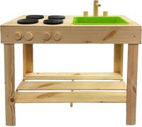 Cuisine pour enfants avec plaque de cuisson et évier - env. 72x72x40,7 cm - Cuisine de jeu en bois et plastique