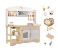 Cuisine pour Enfants equipee Complete en Bois avec Accessoires - Jouet Imitation Cuisine - Évier, Four, Micro-Ondes, Ustensiles et Vaisselle - Jouet d’Imitation Montessori Dînette éducative Ensemble