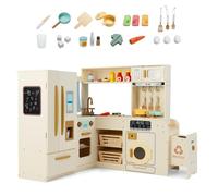 Cuisine pour Enfants Luxe COSTWAY XXXL en Bois 3 Ans+ avec 22 Accessoires Riches,Lumières & Sons