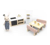Cuisine pour maison de poupée avec lapin