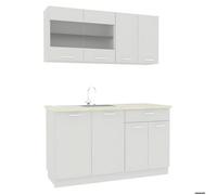 VCM 4 pièces Cuisine pour une personne Cuisine intégrée Bloc cuisine Cuisine complète 140 cm Esilo 4 pièces Cuisine pour une personne Cuisine intégrée Bloc cuisine Cuisine complète 140 cm Esilo Blanc