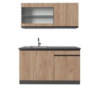 Cuisine R-Line, 140cm J-Shape, Chêne de force doré/Anthracite, Vicco 39829