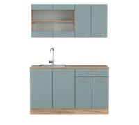 Cuisine R-Line, 140cm sans PT, Bleu-gris/Chêne de force doré, Vicco 41014