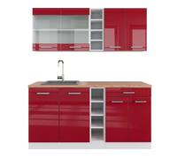 Cuisine R-Line, 160cm, PT Chêne, Rouge brillant/Blanc, Vicco 42330