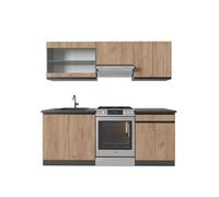Cuisine R-Line, 200 cm J-Shape, Chêne doré/anthracite, Vicco