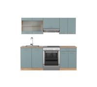 Cuisine R-Line, 200cm sans PT, Bleu-gris/Chêne de force doré, Vicco 41018
