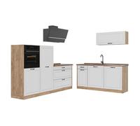 Cuisine R-Line 220cm plan de travail Chêne doré Blanc campagne/Chêne doré Vicco 67855