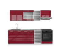 Cuisine R-Line, 240cm sans PT, Rouge brillant/Blanc, Vicco 37675