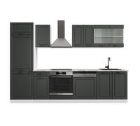 Vicco cuisine R-Line, 300 cm sans plan de travail, Anthracite maison de campagne/blanc