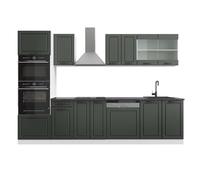 Cuisine R-Line 300cm avec armoire haute PT Anthracite Anthracite campagne/Blanc Vicco 42397