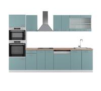 Cuisine R-Line 300cm avec armoire haute PT Chêne Bleu-gris/Blanc Vicco 42377