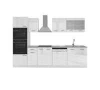 Cuisine R-Line, 300cm avec armoire haute, sans PT, Blanc Haute brillance/Blanc, Vicco 29290