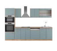 Cuisine R-Line, 300cm avec armoire haute, sans PT, Bleu-gris/Chêne de force doré, Vicco 41016