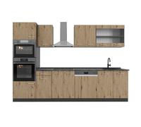 Cuisine R-Line, 300cm avec armoire haute, sans PT, Chêne Artisan/Anthracite, Vicco 48946