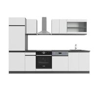 Cuisine R-Line, 300cm J-Shape, Blanc/Anthracite, Vicco 39837