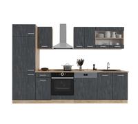 Cuisine R-Line, 300cm sans PT, Béton noir/Chêne de force doré, Vicco 47356