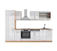 Vicco Cuisine R-Line, Blanc Brillant/Chêne doré, 300cm sans PT, pour Une Disposition Flexible et Une Extension avec des modules supplémentaires
