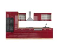 Bloc cuisine Cuisine intégrée R-Line 350 cm chêne bordeaux rouge Vicco