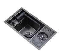 Cuisine Restaurant RV Commercial en Acier Inoxydable Dissimulé avec Robinet Pliant Et Rondelle De Tasse Piscines d'eau Végétale Propre (Couleur: Acier Noir, Taille: 55 * 32 * 22cm)