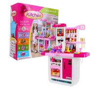 Cuisine Rose Géante Pour Enfants 3+ Brûleurs Interactifs + Robinet D'eau + Panneau Audio + Accessoires