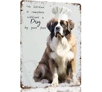 Cuisine Saint-Bernard Metal Tin Sign Peinture Plaque En Métal Vintage Plaque Publicitaire Pour Kitchen Farm Jardin 20X30 Cm