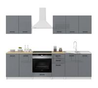 Cuisine Sanclar 7 éléments - gris gris laqué - 2m60 four encastrable