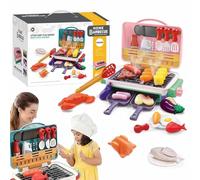 Cuisine Sensorielle Magic Meals,Ensemble De Barbecue Et Jouets Cuisine pour Enfants-Aliments Aux Couleurs Changeantes,FuméE,Sons LumièRes,Cadeau éDucatif pour Un Anniversaire(A)