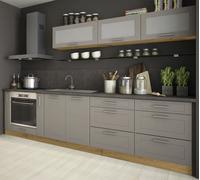 Cuisine Singolküche KVANTUM 290Cm Chêne Artisan Façade MDF Beige Mat Teilaus