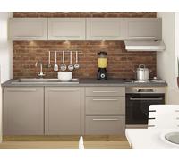 Cuisine Singulière KVANTUM 240Cm En Chêne Artisan Avec Façades En MDF Beige Mat