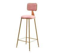 Cuisine Tabouret Bar Haut Tabouret De Bar En Velours Chaise Cuisine Petit Déjeuner Repose-pieds Hauteur Du Dossier Coussin Siège Rond Comptoir Bistro Café Chaise Ilot Central(Rosa,Sitting Height 65cm)