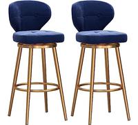 Cuisine Tabouret Bar Haut Tabourets De Bar À Dossier En Velours Chaises Hautes Pivotantes Avec Repose-pieds Rond Et Pieds Dorés Tabourets De Bar De Cuisine À La Maison Modernes Chaise Ilot Central(Blu