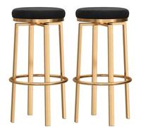 Cuisine Tabouret Bar Haut Tabourets De Bar Ronds Pivotants, 2 Pièces, Siège Rembourré En Velours, Chaises Hautes Avec Repose-pieds Doré Et Tapis En Caoutchouc Pour La Cuisine Chaise Ilot Central(Black