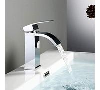 Cuisine Taps Chrome Square évier robinet de terrasse en cascade de terrasse répandue robinet à un seul trou pour salle de bain