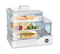 Cuisine Vapeur 24L & Rapide - 800W, 3 Étages,Vapeur en 5s, 3 Niveaux Inox, Minuteur 24H et Maintien au Chaud, Cuisson Saine et Intelligente (A)