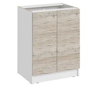 Cuisineandcie - Meuble bas de cuisine Eco Noyer Blanchi 2 portes L 60 cm