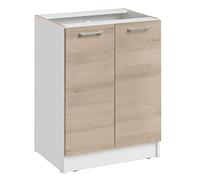 Cuisineandcie - Meuble Bas Eco Chêne Naturel 2 Portes L 60 cm + 1 Étagère, Placard Cuisine