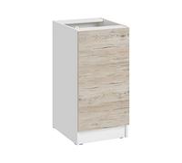 Cuisineandcie - Meuble Bas Eco en Noyer Blanchi avec 1 Porte L 40 cm + 1 étagère - Placard de Rangement