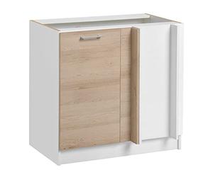 Cuisineandcie - MEUBLE CUISINE BAS D'ANGLE ECO Chêne Naturel 1 Porte L 105cm + 1 étagère - Meuble Bas Cuisine, Meuble d'angle Cuisine