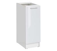 Cuisineandcie - Meuble Cuisine Bas ECO Blanc Brillant 1 Porte L 30 cm + 1 étagère - Meuble Bas Cuisine Rangement, Meuble Cuisine, Placard Cuisine Bas