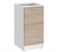 Cuisineandcie - MEUBLE CUISINE BAS ECO Chêne Naturel 1 Porte L 40 cm + 1 étagère - Meuble Bas Cuisine Rangement, Meuble Cuisine, Placard Cuisine Bas