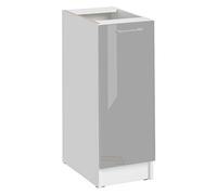 Cuisineandcie - MEUBLE CUISINE BAS ECO Gris Brillant 1 Porte L 30 cm + 1 étagère - Meuble Bas Cuisine Rangement, Meuble Cuisine, Placard Cuisine Bas