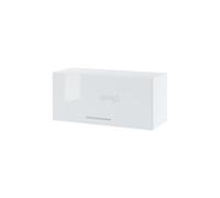 Cuisineandcie - MEUBLE HAUT DE CUISINE BELLISSI Blanc Brillant, Porte Relevable L 80cm + étagère - Meuble Cuisine Rangement, Armoire Cuisine