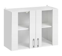 Cuisineandcie - Meuble Haut DE Cuisine ECO Blanc 2 Portes Vitrées L60cm + étagère- Meuble Rangement, Armoire Cuisine