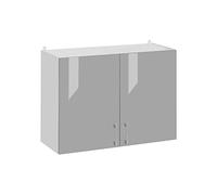 Cuisineandcie - MEUBLE HAUT DE CUISINE ECO Gris Brillant 2 Portes L 60 cm + 1 étagère - Meuble Cuisine Rangement, Meuble Cuisine, Armoire Cuisine