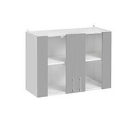 - Meuble haut de cuisine Eco Gris Brillant 2 portes vitrées L 80 cm