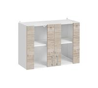 - Meuble haut de cuisine Eco Noyer Blanchi 2 portes vitrées L 80 cm