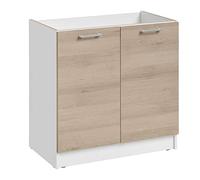 Cuisineandcie - MEUBLE SOUS EVIER ECO Chêne Naturel 2 Portes L 80cm - Meuble Sous Evier Cuisine, Meuble Evier Cuisine, Rangement meuble sous evier