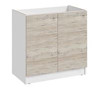 Cuisineandcie - Meuble sous-évier Eco Noyer Blanchi 2 Portes L 80 cm